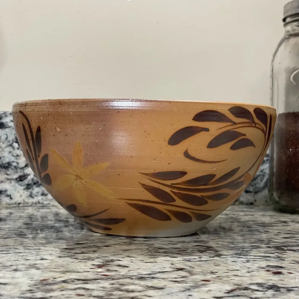Handcrafted Floral Ceramic Bowl Minimalist Earthy Tones Crafted by Local Potter